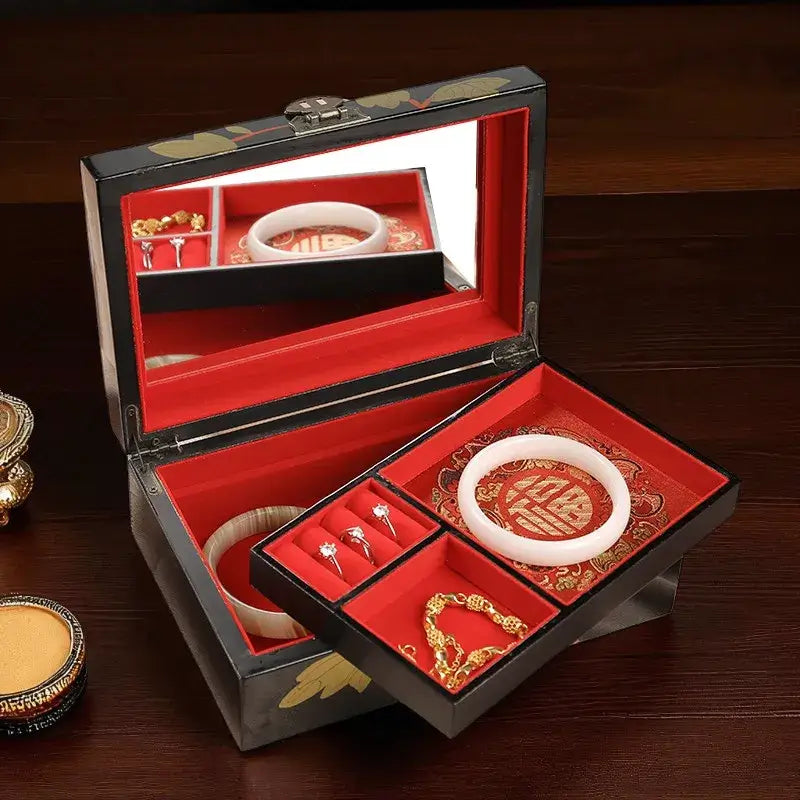 Handmade Lacquer Jewelry Box – Pingqi Tui Guang Lacquerware,21x14x7.5cm