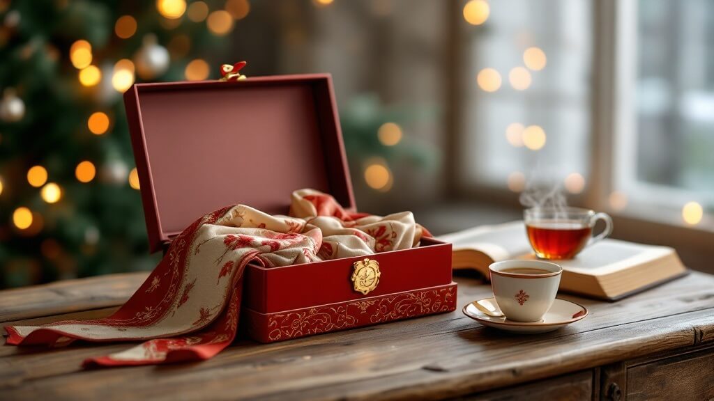 A Christmas gift guide featuring Suzhou embroidery and mother-of-pearl jewelry box.