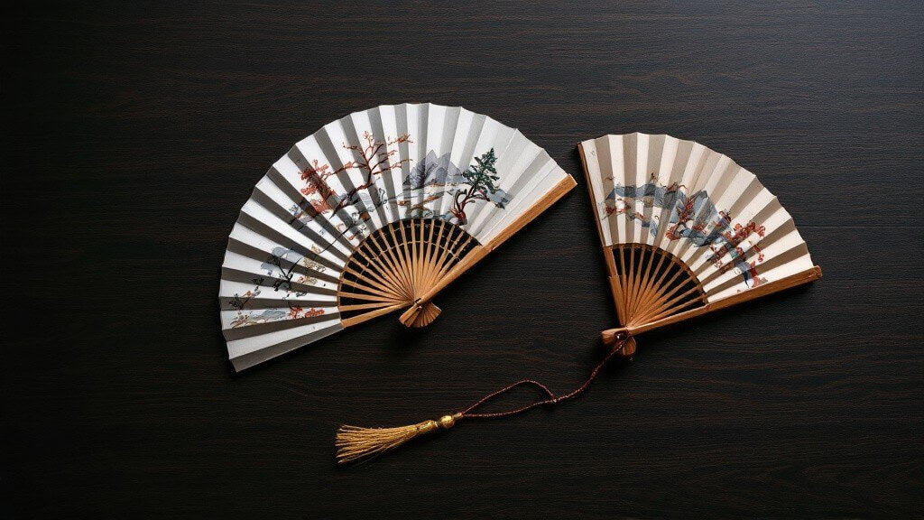 Exquisitely embroidered Chinese hand fans featuring traditional motifs, showcasing fine craftsmanship and elegant design.