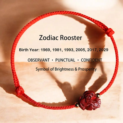 Chinese Zodiac Bracelet – Cinnabar & Red String