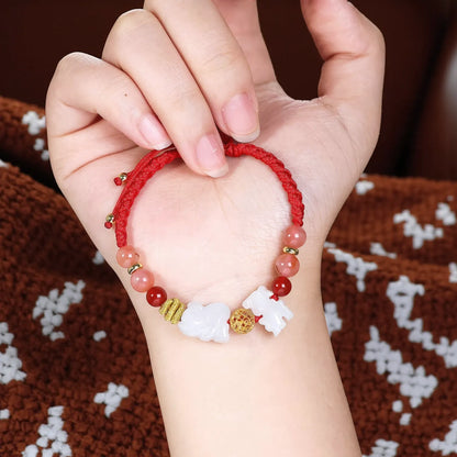 2026 Zodiac Guardian Amulet | Red String & White Jade Manifestation Bracelet