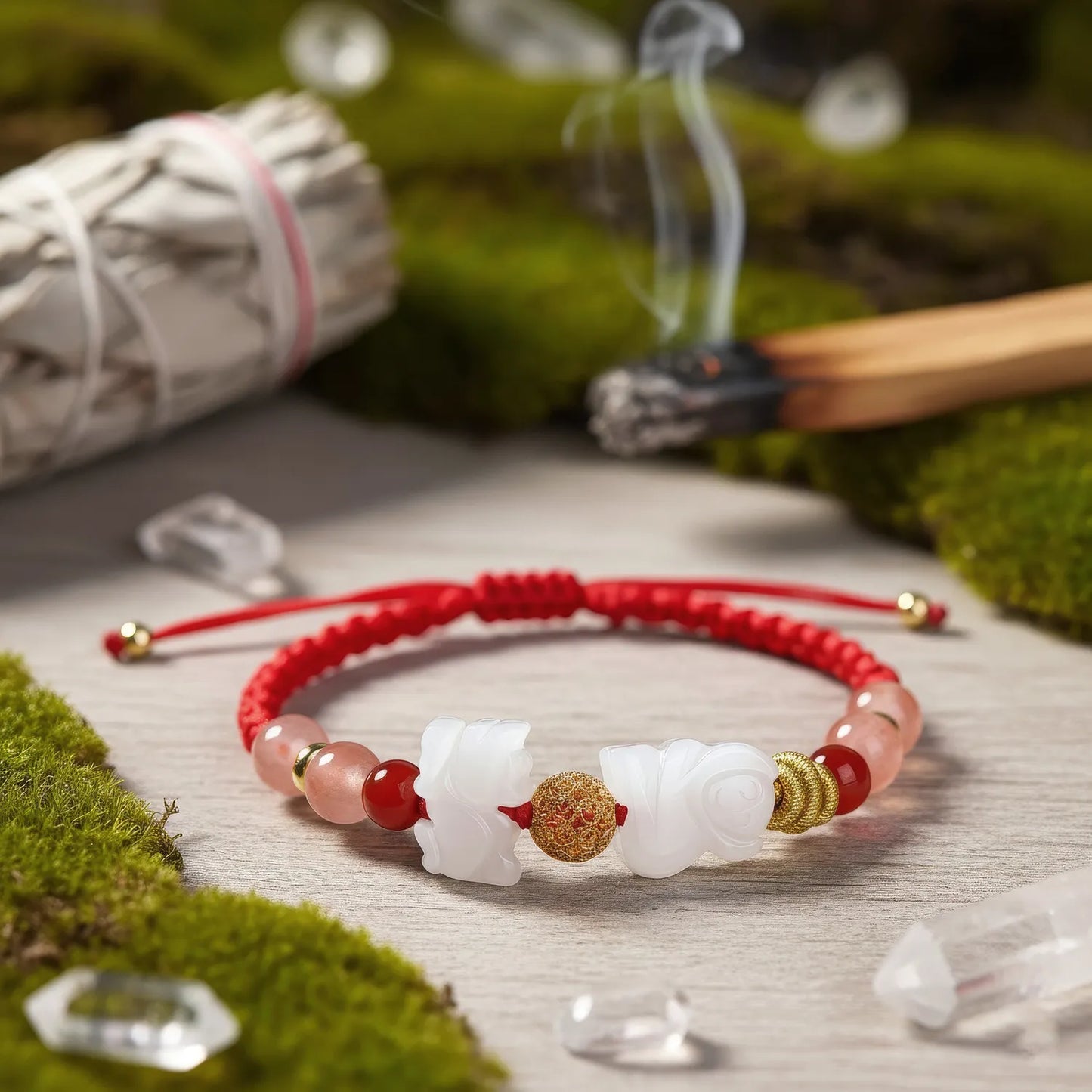 2026 Zodiac Guardian Amulet | Red String & White Jade Manifestation Bracelet