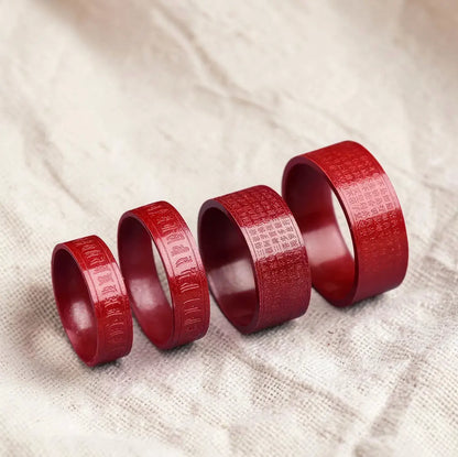 Carved Cinnabar Mantra Ring
