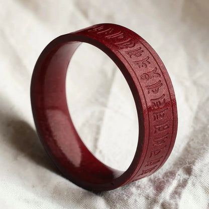 Carved Cinnabar Mantra Ring
