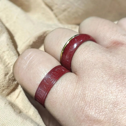Carved Cinnabar Mantra Ring