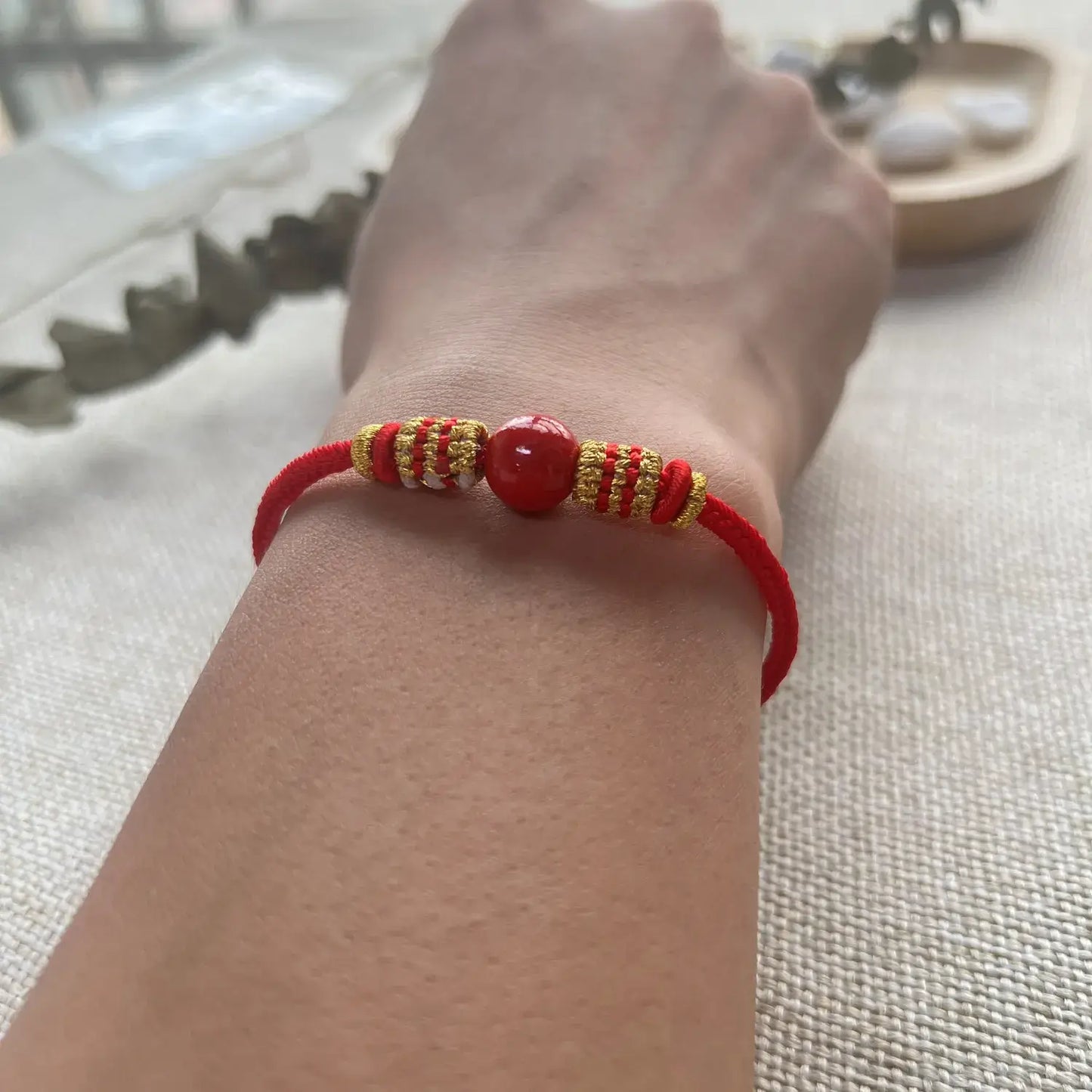 Cinnabar Chinese Knot Bracelet – Auspicious Cloud & Circle
