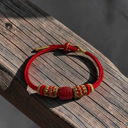 Cinnabar Chinese Knot Bracelet – Auspicious Cloud & Circle