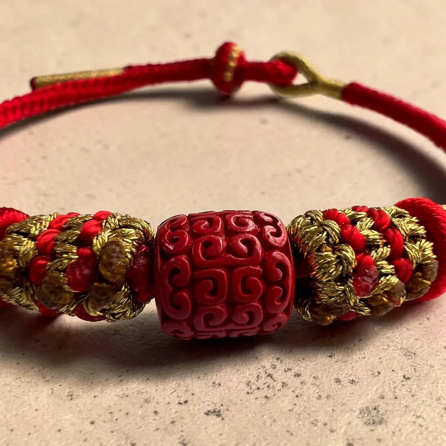 Cinnabar Chinese Knot Bracelet – Auspicious Cloud & Circle