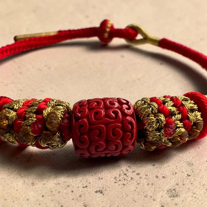 Cinnabar Chinese Knot Bracelet – Auspicious Cloud & Circle