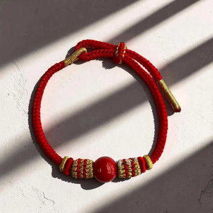 Cinnabar Chinese Knot Bracelet – Auspicious Cloud & Circle