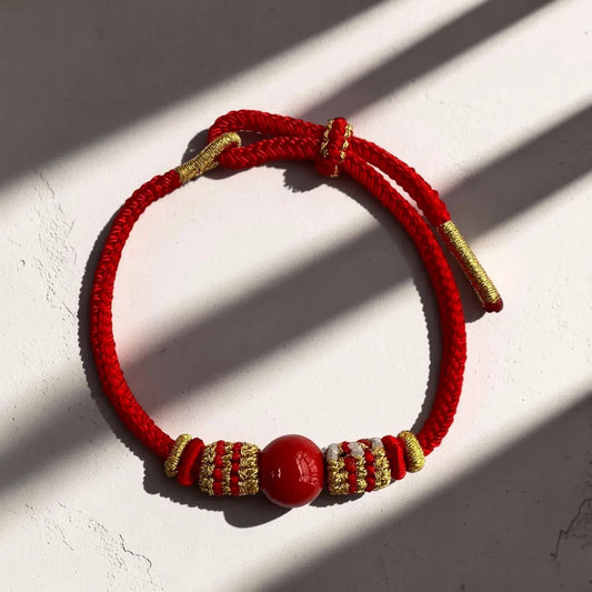 Cinnabar Chinese Knot Bracelet – Auspicious Cloud & Circle