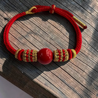 Cinnabar Chinese Knot Bracelet – Auspicious Cloud & Circle