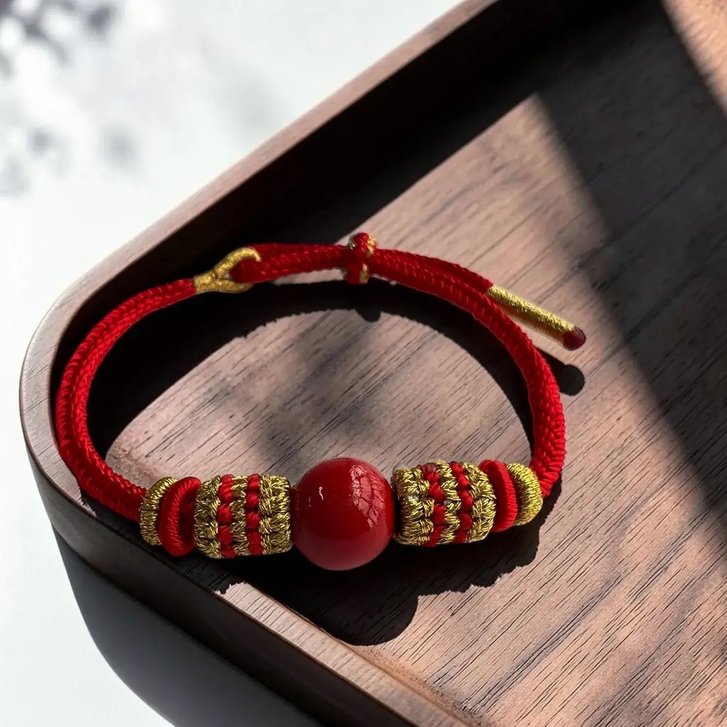 Cinnabar Chinese Knot Bracelet – Auspicious Cloud & Circle