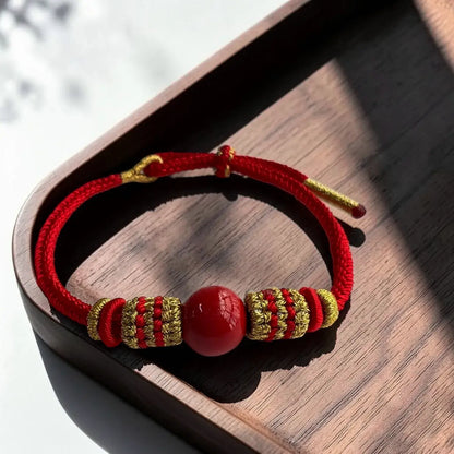 Cinnabar Chinese Knot Bracelet – Auspicious Cloud & Circle
