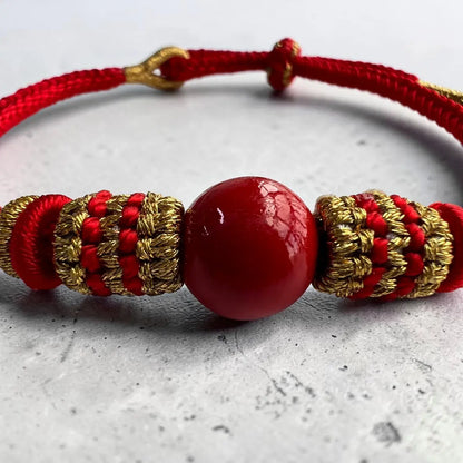 Cinnabar Chinese Knot Bracelet – Auspicious Cloud & Circle