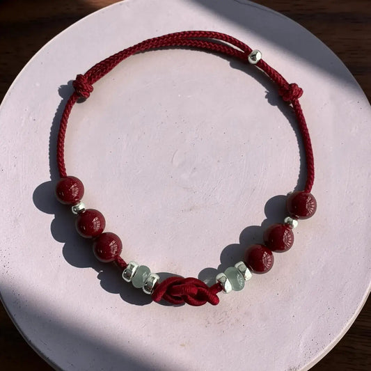 Cinnabar & Jade Bracelet – Chinese Blessing Cord