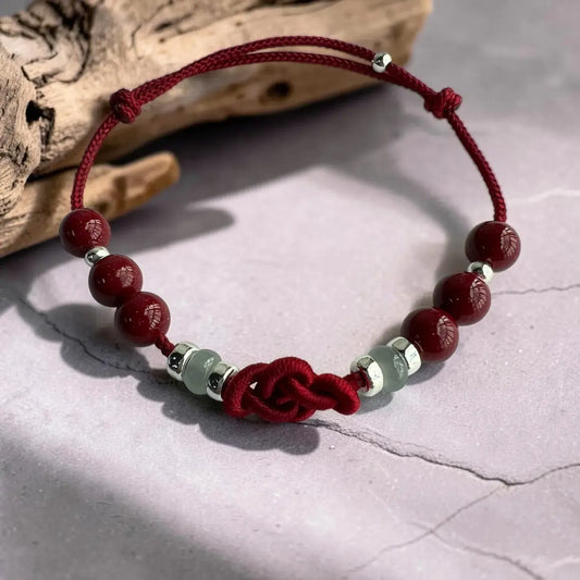 Cinnabar & Jade Bracelet – Chinese Blessing Cord