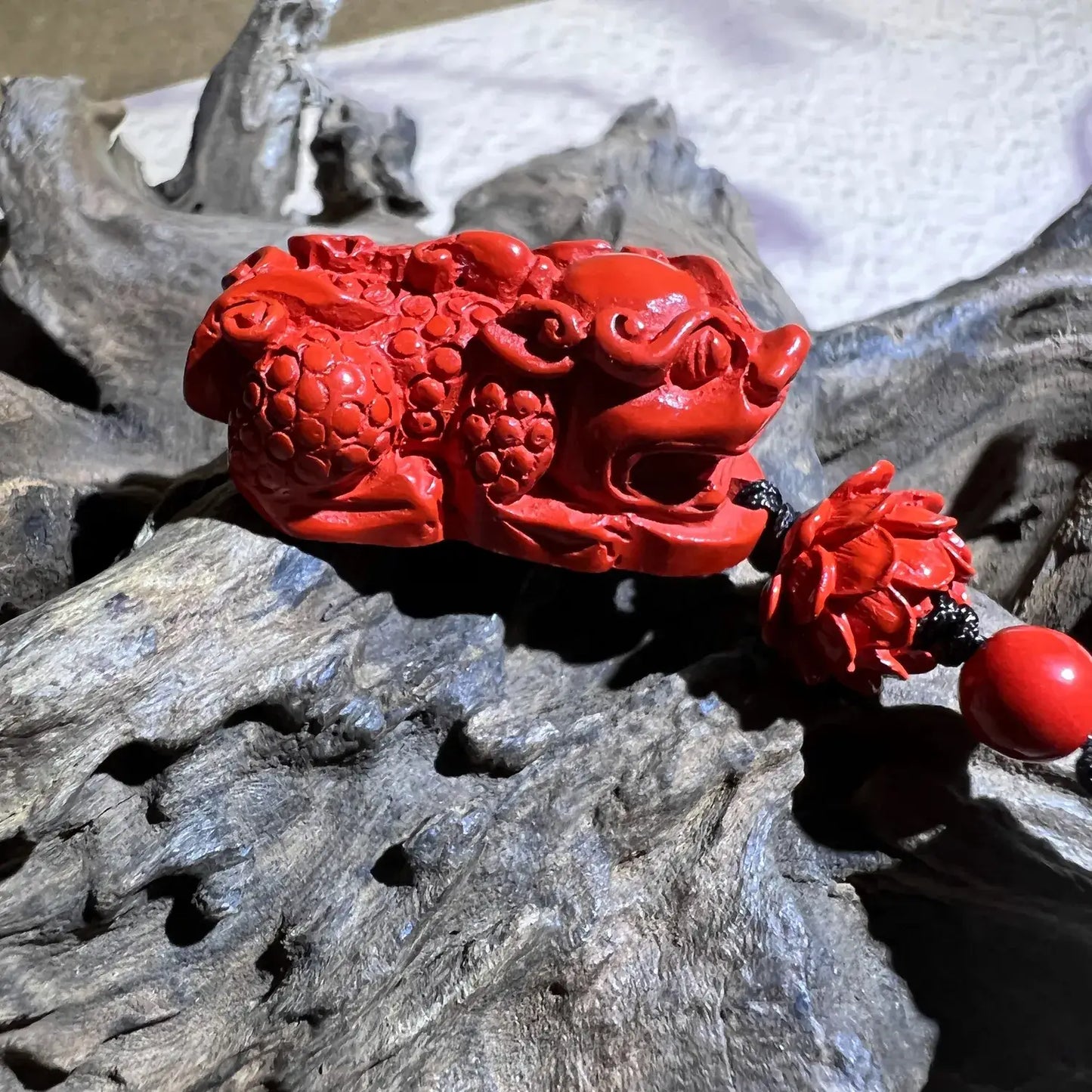 Pixiu Cinnabar Keychain