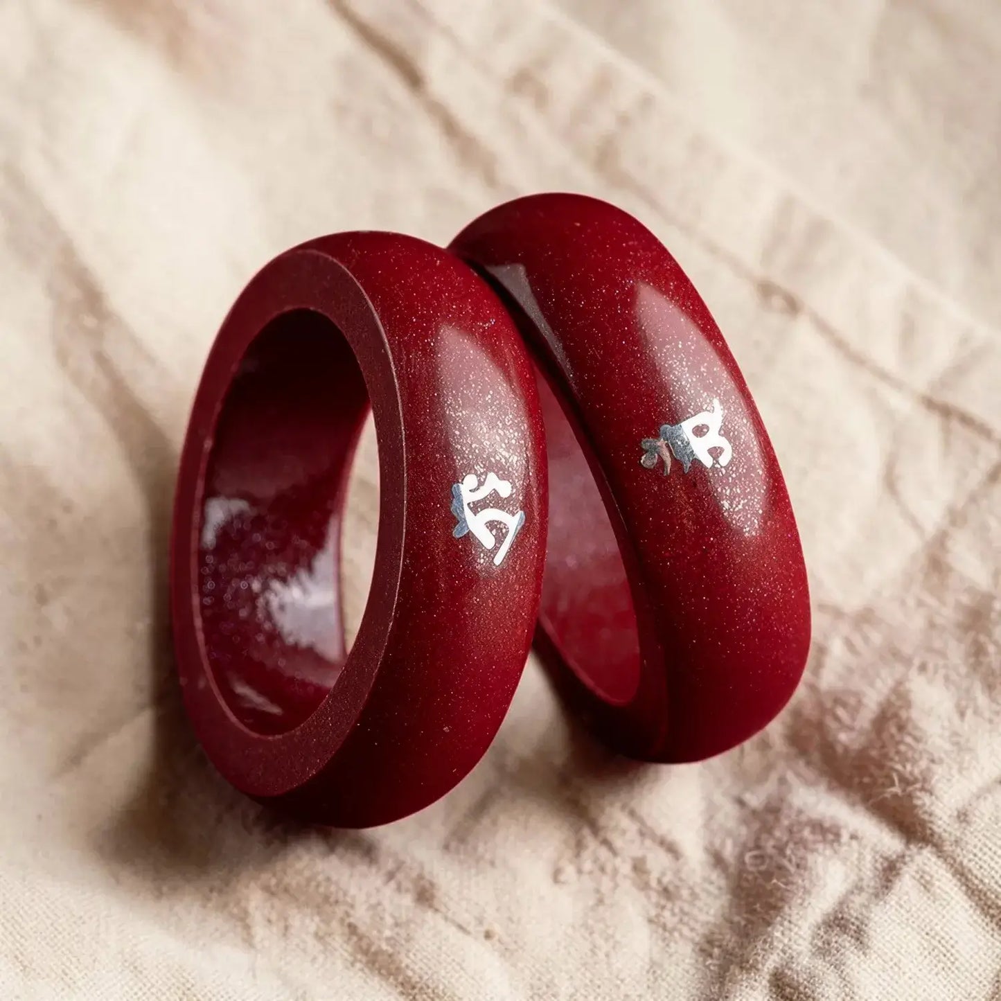 Cinnabar Zodiac Ring – Silver Bija Mantra Inlay