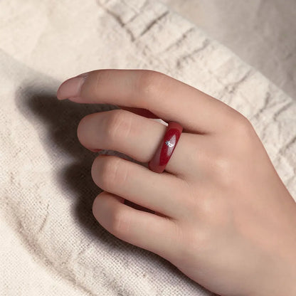 Cinnabar Zodiac Ring – Silver Bija Mantra Inlay
