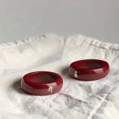 Cinnabar Zodiac Ring – Silver Bija Mantra Inlay