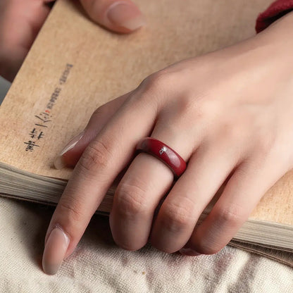 Cinnabar Zodiac Ring – Silver Bija Mantra Inlay