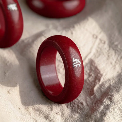 Cinnabar Zodiac Ring – Silver Bija Mantra Inlay