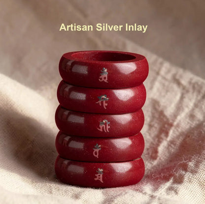 Cinnabar Zodiac Ring – Silver Bija Mantra Inlay
