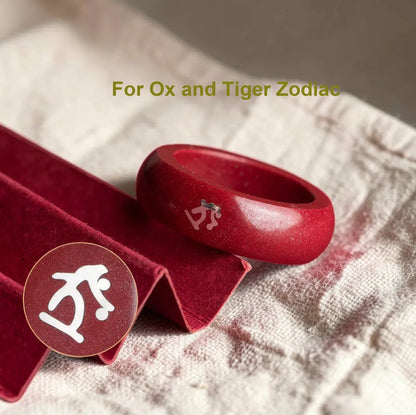 Cinnabar Zodiac Ring – Silver Bija Mantra Inlay