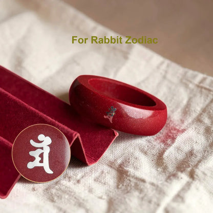 Cinnabar Zodiac Ring – Silver Bija Mantra Inlay