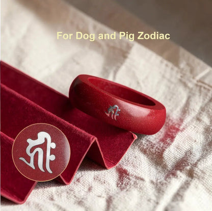 Cinnabar Zodiac Ring – Silver Bija Mantra Inlay