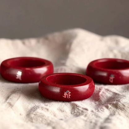 Cinnabar Zodiac Ring – Silver Bija Mantra Inlay