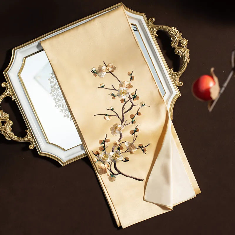 Decorative tray with floral design on a dark background
