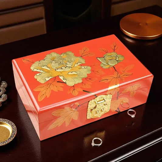 Handmade Lacquer Jewelry Box – Pingqi Tui Guang Lacquerware,21x14x7.5cm