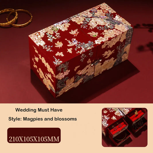 Luxury Mother-of-Pearl Jewelry Box – 210×105×105mm | Chinese Wedding Gift