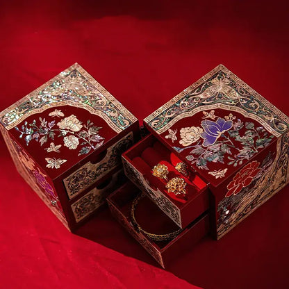 Luxury Mother-of-Pearl Jewelry Box – 210×105×105mm | Chinese Wedding Gift