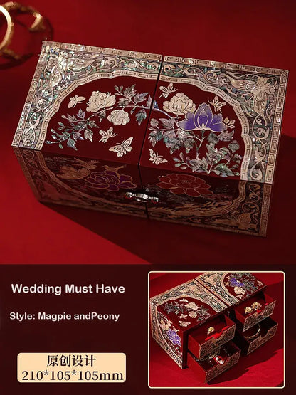 Luxury Mother-of-Pearl Jewelry Box – 210×105×105mm | Chinese Wedding Gift
