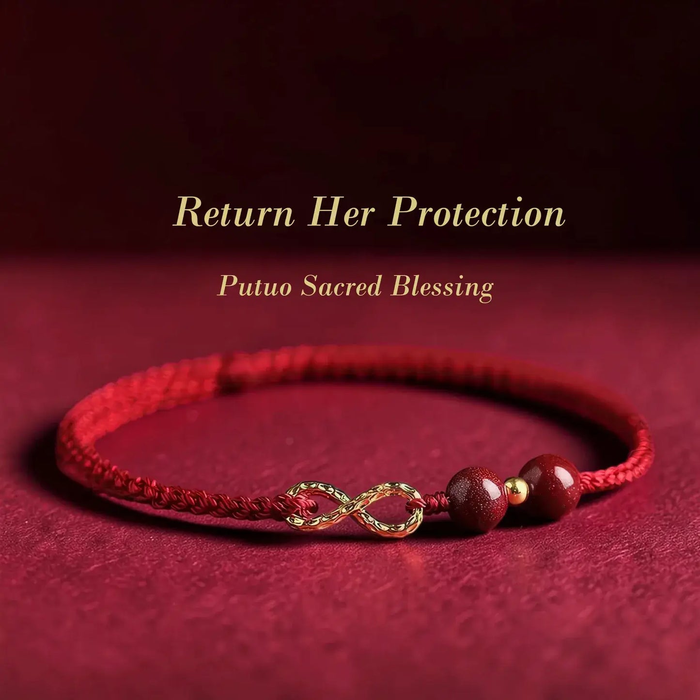 Cinnabar Infinity Knot Protection Bracelet