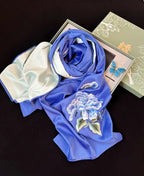 Silk Gift Set – Suzhou Embroidered Scarf & Handmade Velvet Flower Brooch