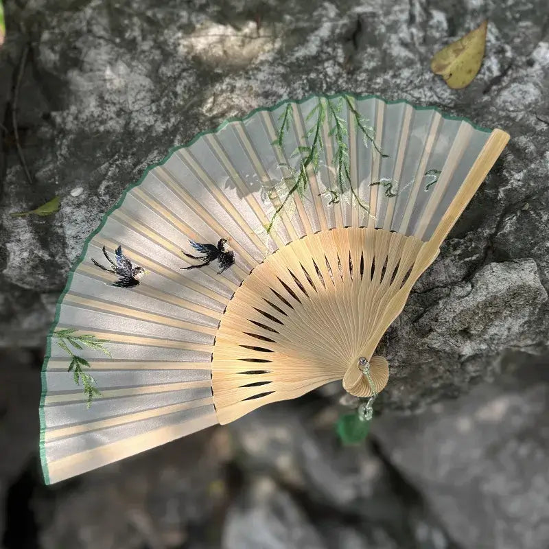 Double-Sided Suzhou Silk Embroidery Fan, 20cm Handmade Asia