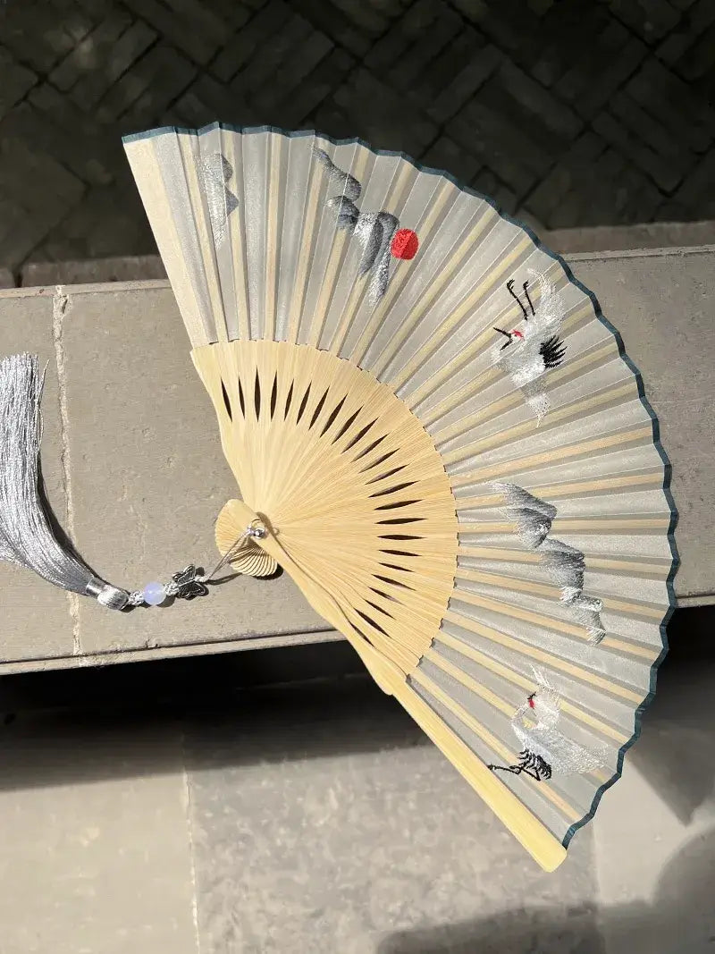 Double-Sided Suzhou Silk Embroidery Fan, 20cm Handmade Asia