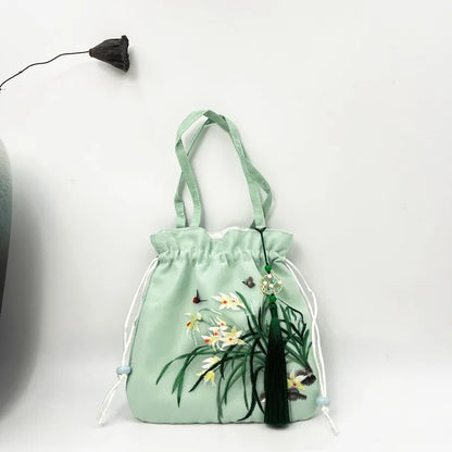 Handmade Suzhou Embroidery Bag – Crossbody & Shoulder Purse, 21×22cm