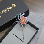Handmade Suzhou Velvet Flower Brooch – Hanfu & Qipao Pin, Gift Box