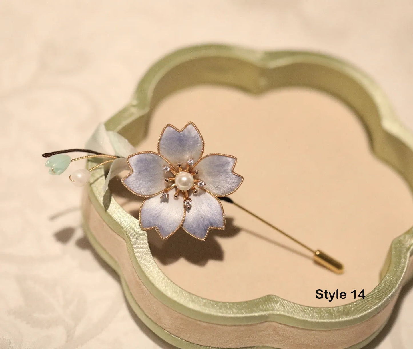 Velvet Flower Heritage Brooch – Handcrafted Silk & Copper Floral Pin