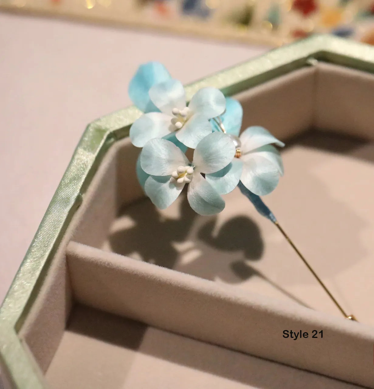 Velvet Flower Heritage Brooch – Handcrafted Silk & Copper Floral Pin