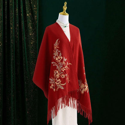 Luxury Handmade Embroidered Scarf & Shawl – 100% Wool, 60x200cm