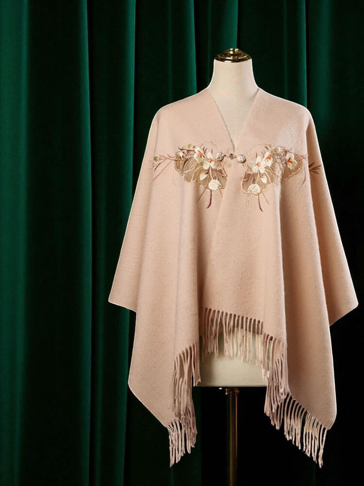Luxury Handmade Embroidered Scarf & Shawl – 100% Wool, 60x200cm