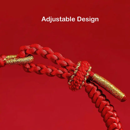 Red rope with gold accents on a red background, featuring the text 'Adjustable Design'.