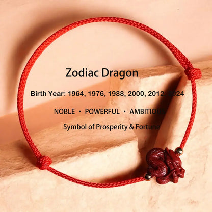 Chinese Zodiac Bracelet – Cinnabar & Red String