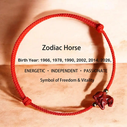 Chinese Zodiac Bracelet – Cinnabar & Red String